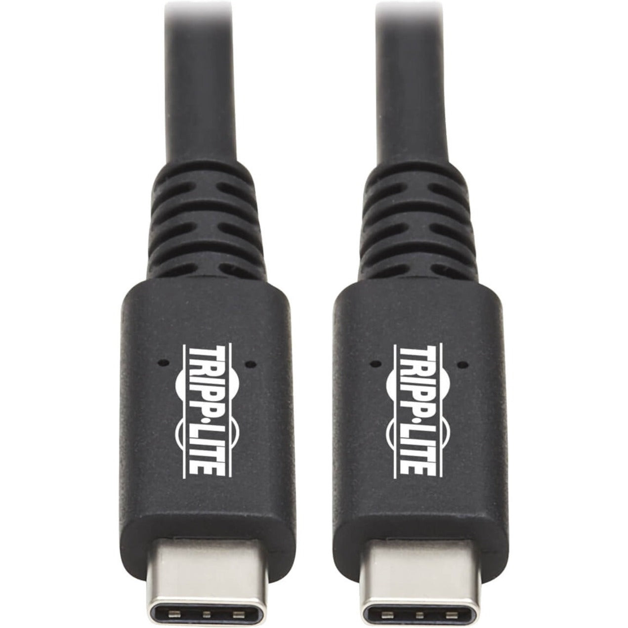 Close-up view of Tripp Lite USB4 cable connectors showing USB-C ends with strain relief and branded housing-alternate-image1