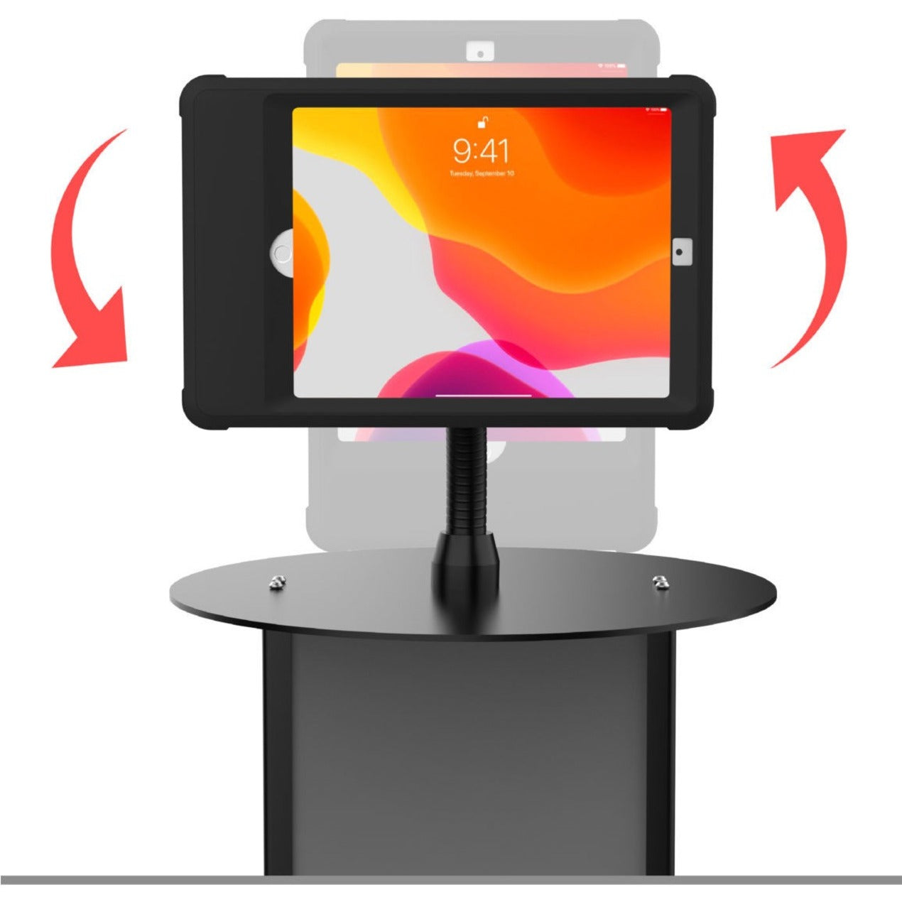 CTA Digital PAD-PF1ICC Floor Stand Workstation with Inductive Charging Case, Sturdy, Scratch Resistant, Heavy Duty, Wireless Charging, Adjustable Gooseneck, Cable Management