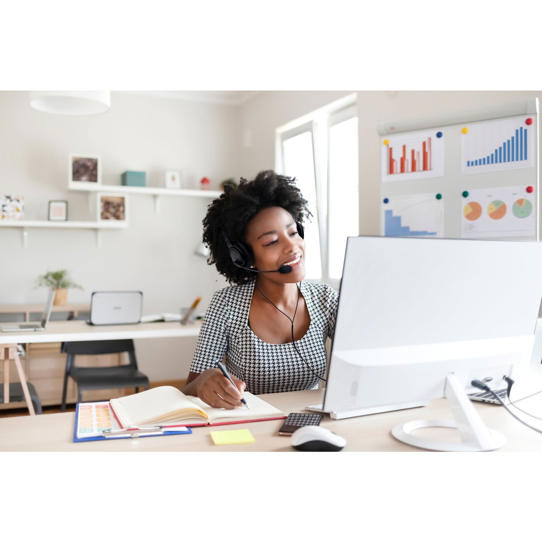 Professional using Kensington headset during virtual meeting in office environment-alternate-image8