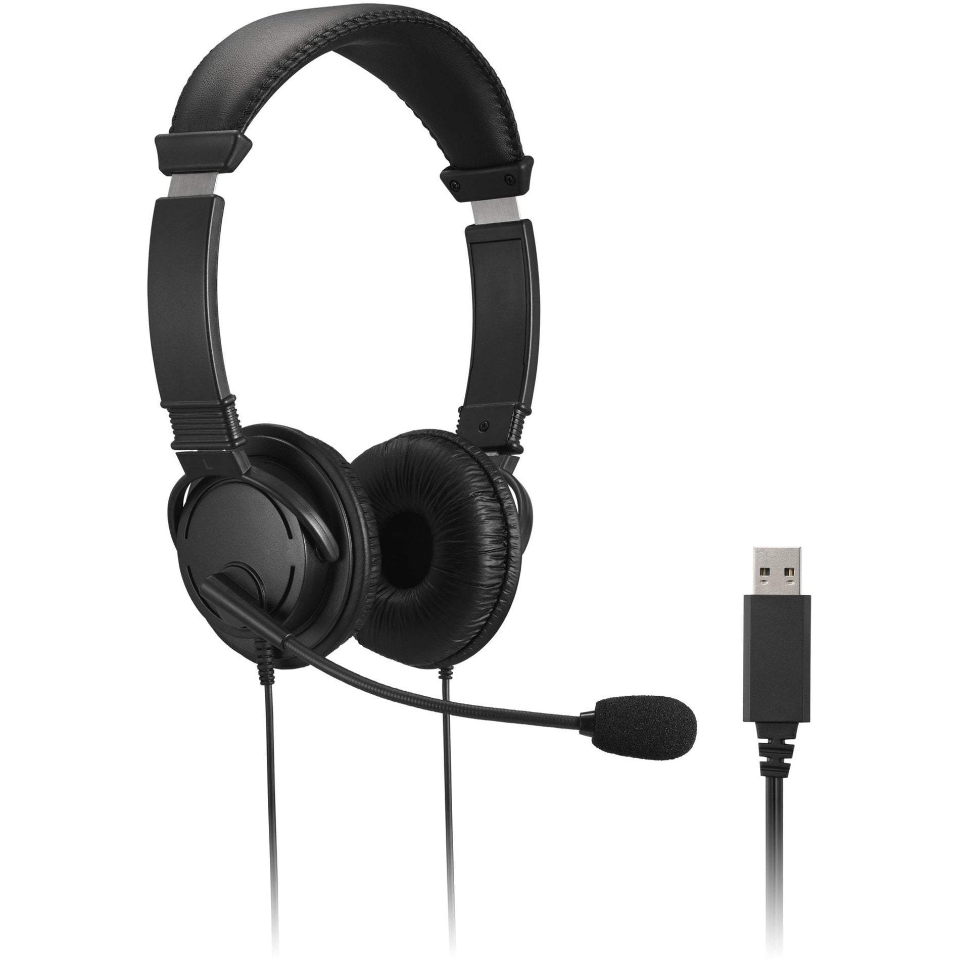 Kensington Classic USB headset with microphone shown from side angle displaying over-ear design and boom mic-alternate-image1