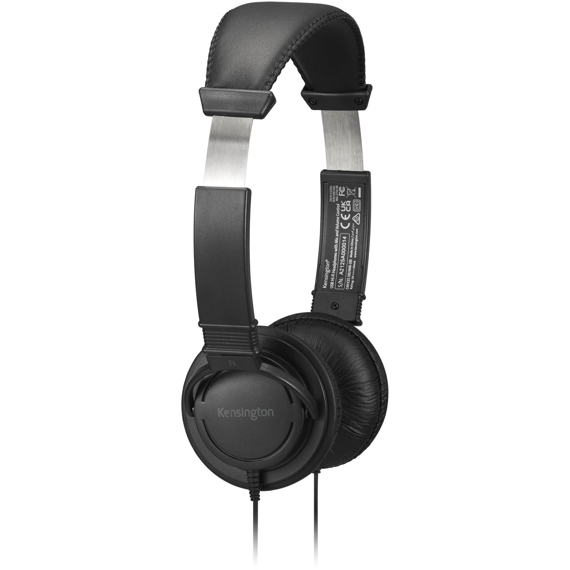 Side view of Kensington headset showing metal reinforced headband and ear cup design-alternate-image5