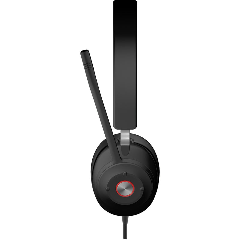 Side view of Cyber Acoustics HS-2000 headset showing adjustable microphone boom and ear cup design