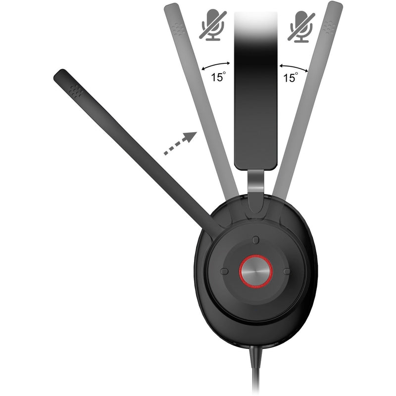 Diagram showing microphone boom adjustment range with 15-degree increments