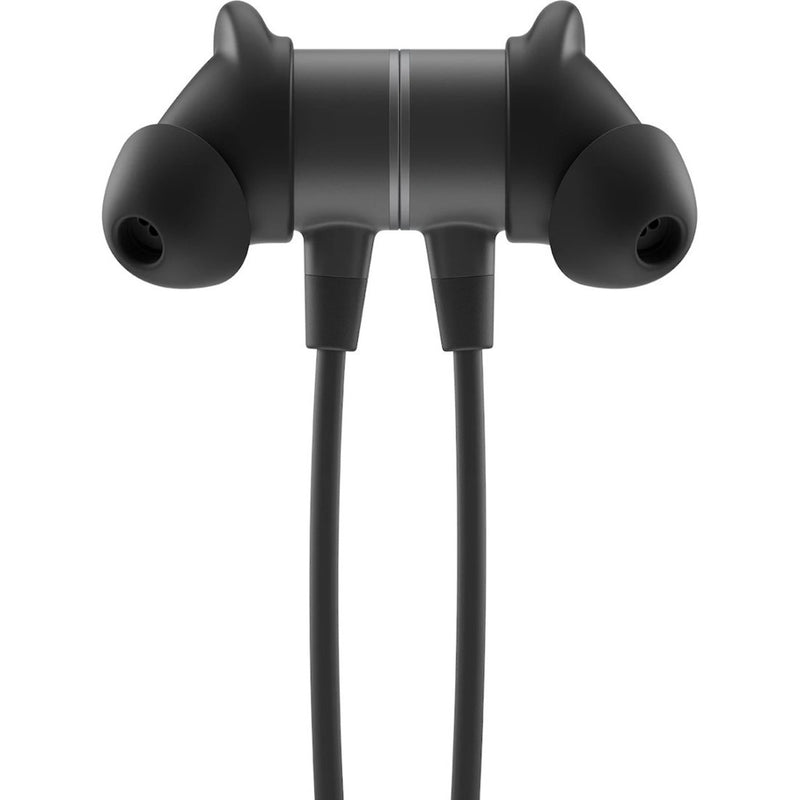 Side profile of Logitech Zone Wired Earbuds showing ergonomic design