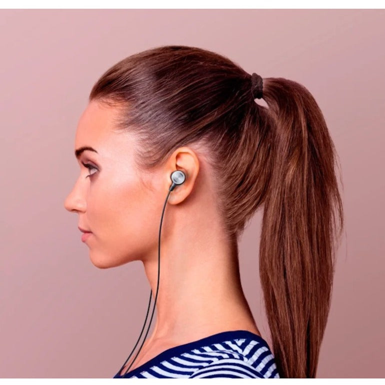 Profile view showing Logitech Zone Wired Earbuds fit and style