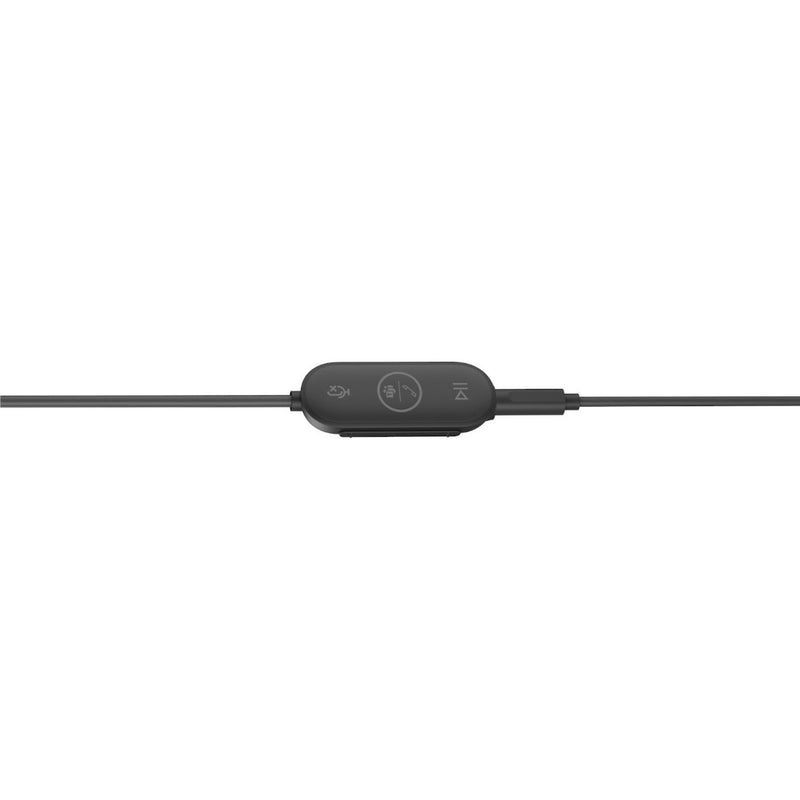 Side view of the Logitech Zone Wired Earbuds inline controller