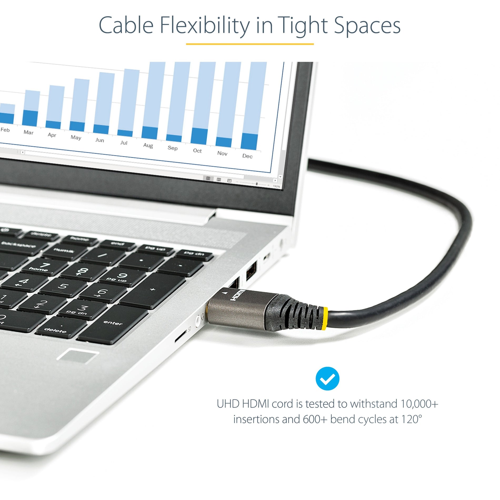 Demonstration of HDMI cable flexibility with laptop connection in tight space-alternate-image5