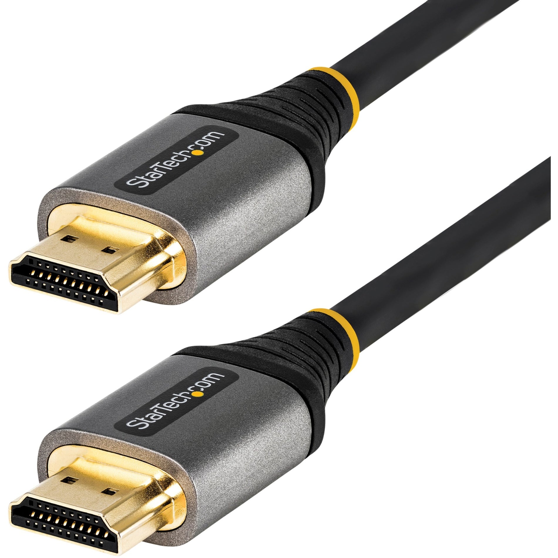 Close-up view of StarTech.com HDMI 2.1 cable connectors showing gold-plated contacts and strain relief design-alternate-image1