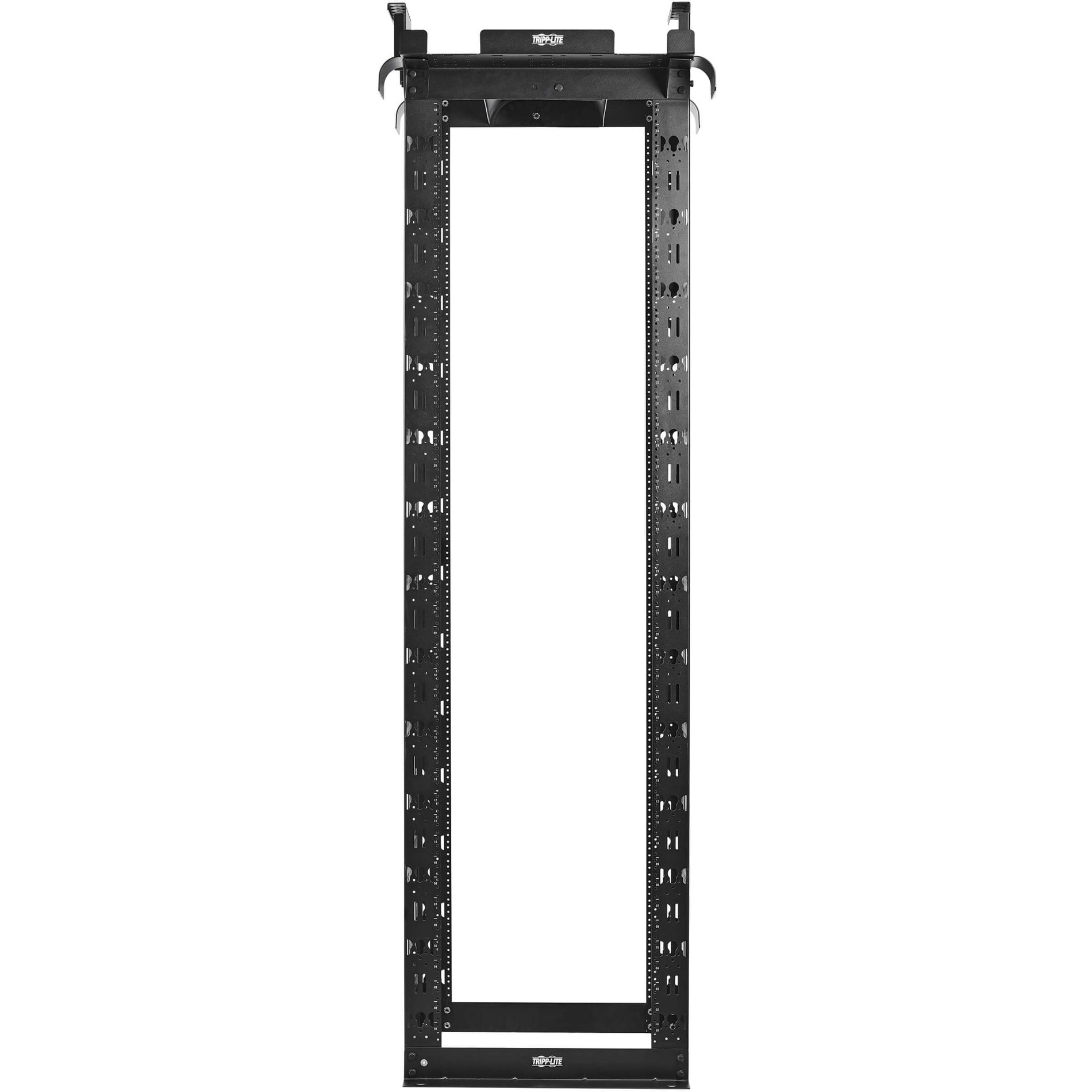 Front view of open frame rack showing vertical mounting rails and U position markers-alternate-image2