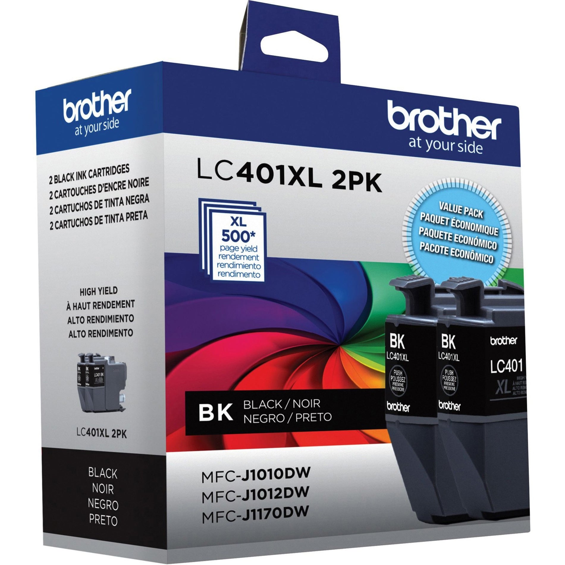 Brother LC401XL2PKS Black Ink Cartridges, High Yield, 2 Pack