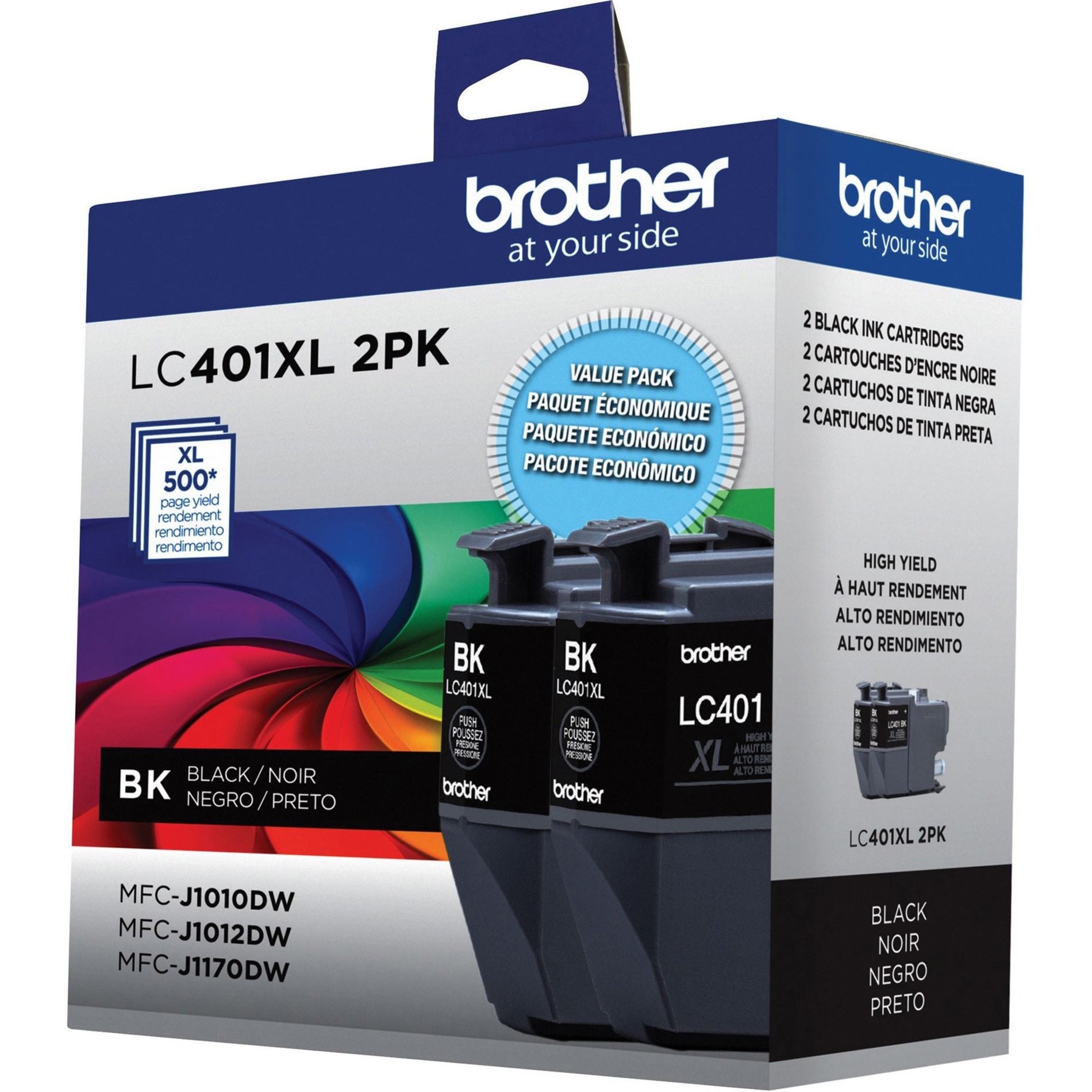 Brother LC401XL2PKS Black Ink Cartridges, High Yield, 2 Pack