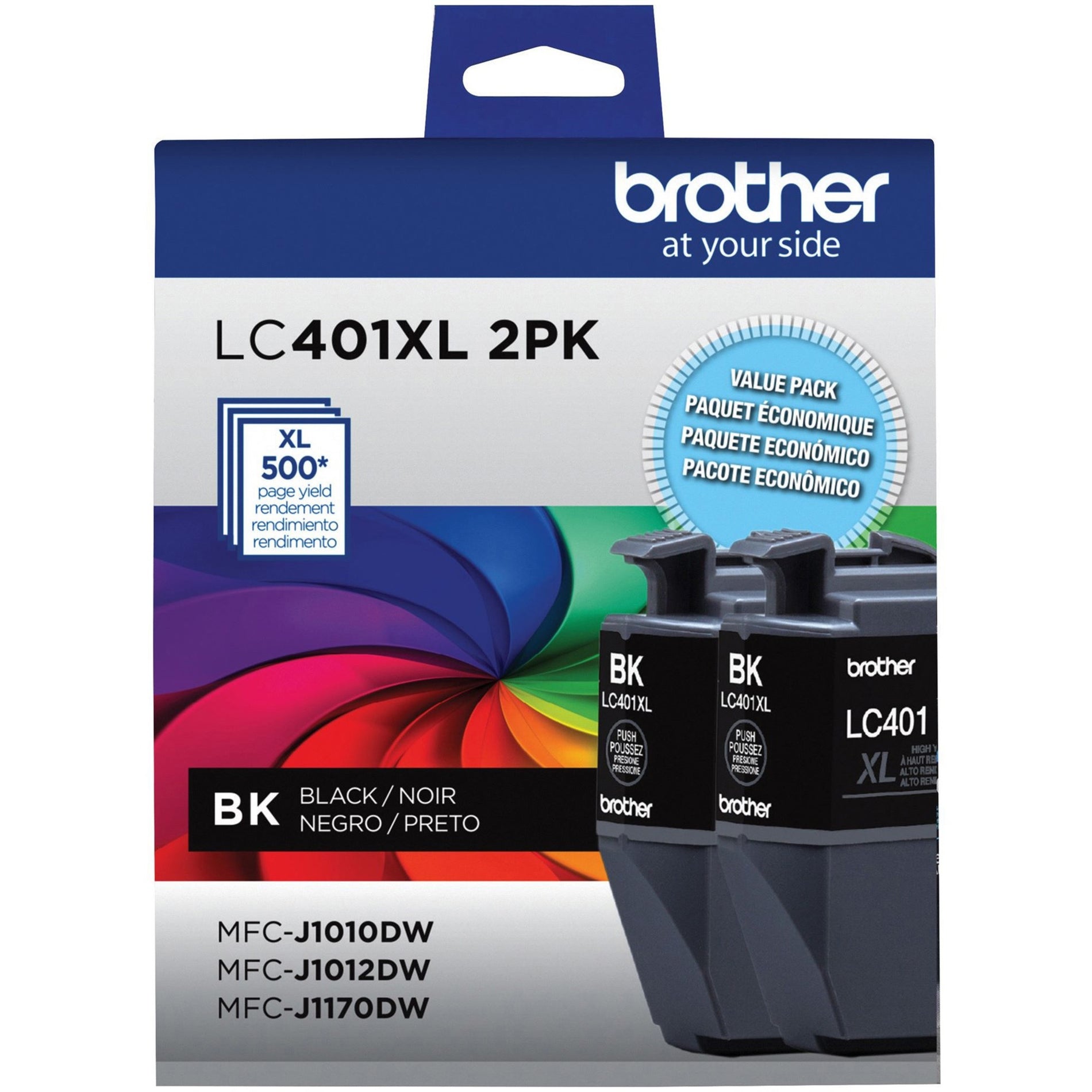 Brother LC401XL2PKS Black Ink Cartridges, High Yield, 2 Pack