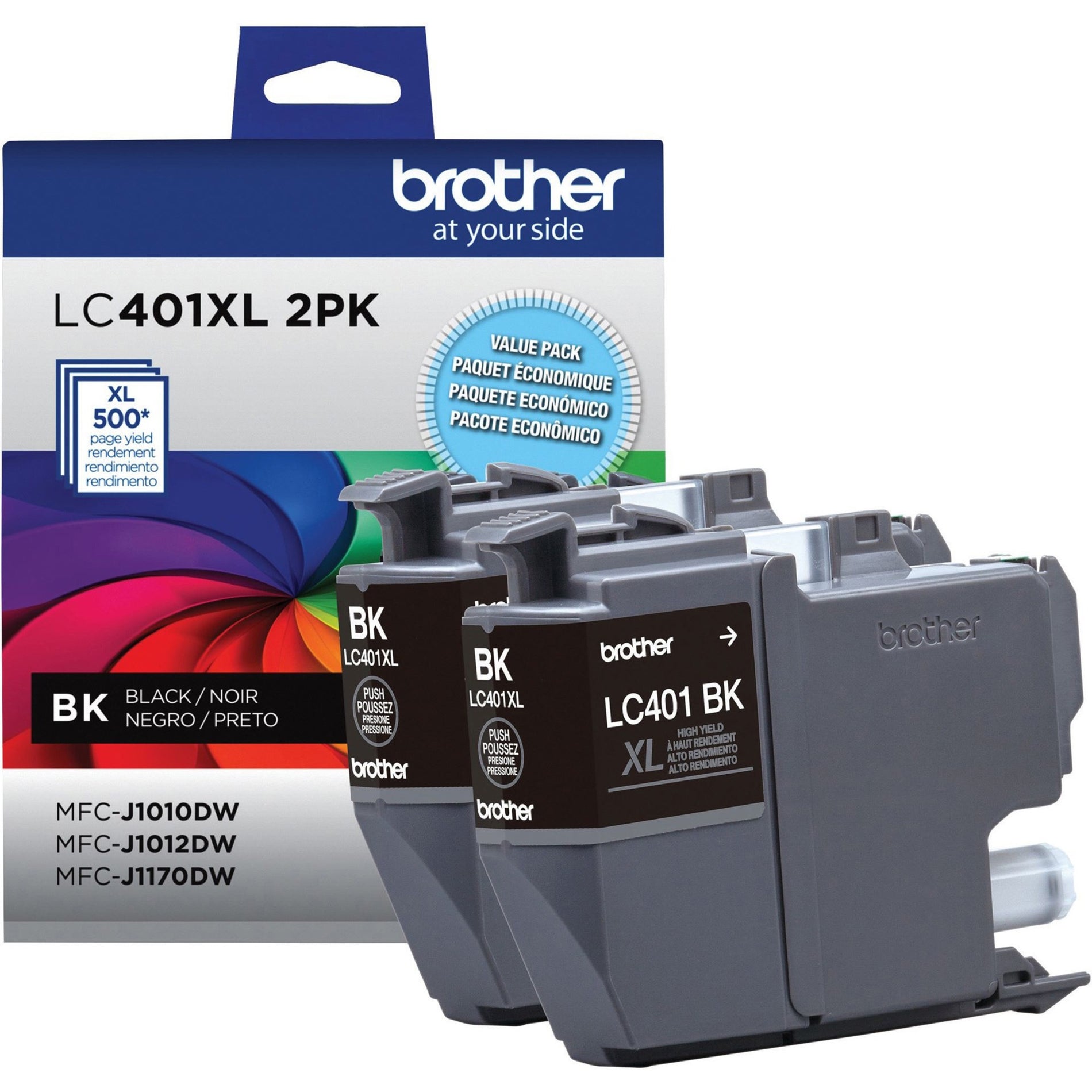 Brother LC401XL2PKS Black Ink Cartridges, High Yield, 2 Pack