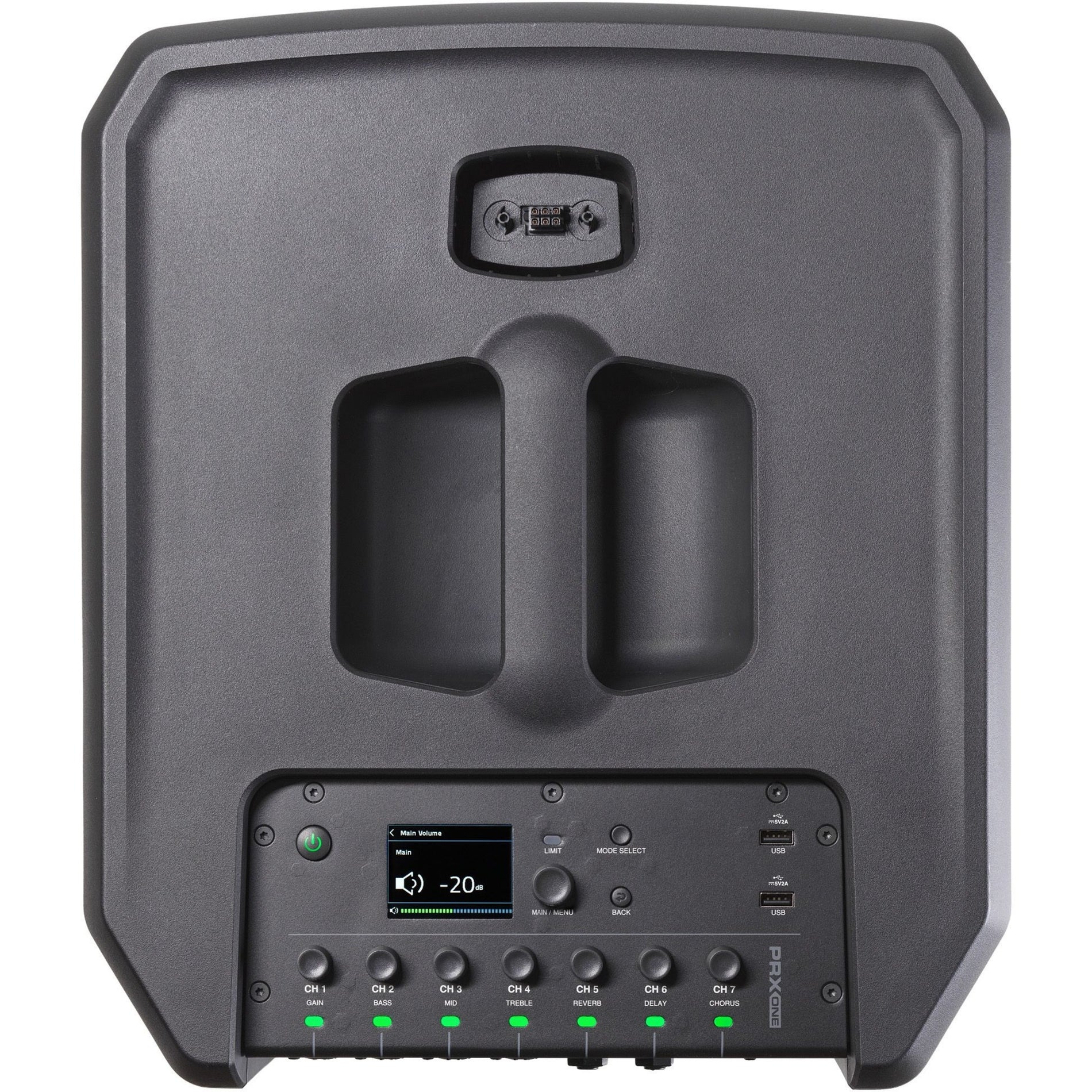 JBL JBL-PRXONE-NA جميع في واحد مدفوعة العمود الحزمة مع خلاط و دسب، 2000 W مكبر الصوت، ميكروفون لاسلكي، بلوتوث، منفذ USB، جبل الجدار