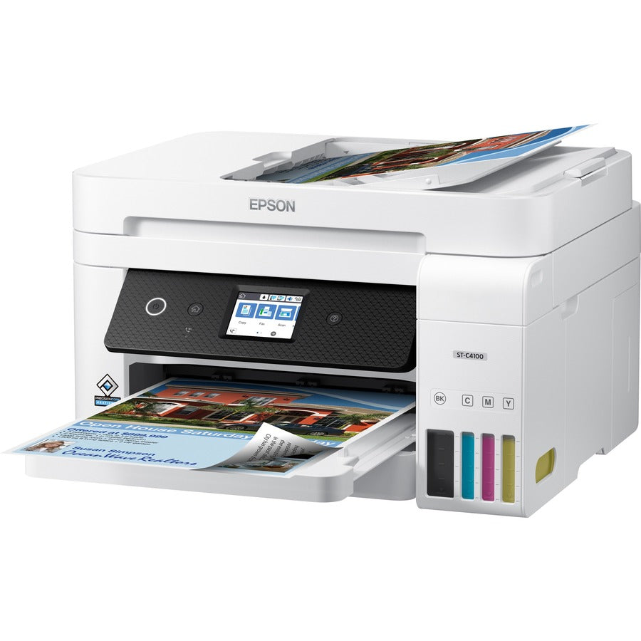 Epson C11CJ60203 WorkForce ST-C4100 Supertank Color MFP Wireless Inkjet Multifunction Printer 2-Year Warranty Epson C11CJ60203 WorkForce ST-C4100 Supertank Couleur MFP Imprimante Multifonction Jet d'encre sans fil Garantie 2 ans