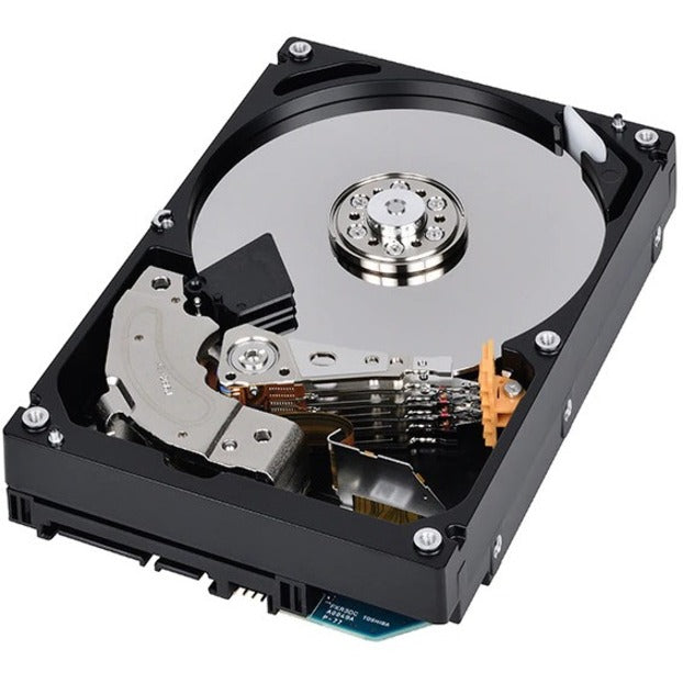 Internal view of Toshiba MG08ADA400E 4TB enterprise hard drive showing platters, actuator arm, and head assembly-alternate-image1