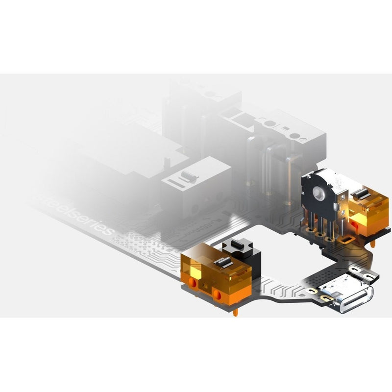 Technical diagram showing internal components of SteelSeries Aerox 3 Wireless gaming mouse