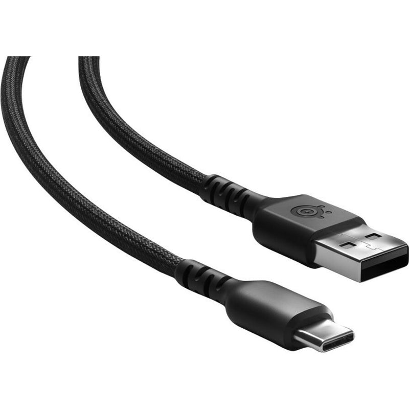 Close-up of USB-C cable connection for SteelSeries Aerox 3 Wireless gaming mouse