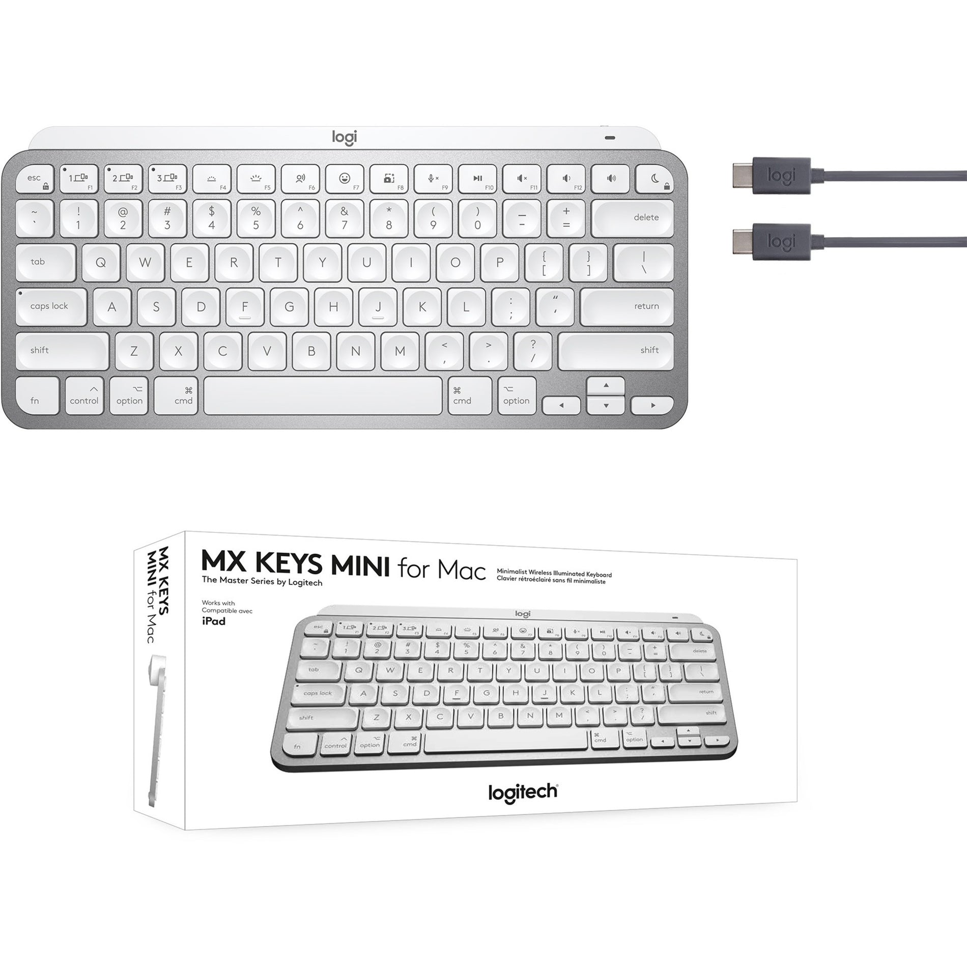 Logitech 920-010389 MX Keys Mini for MAC, Minimalist Wireless Illuminated Keyboard