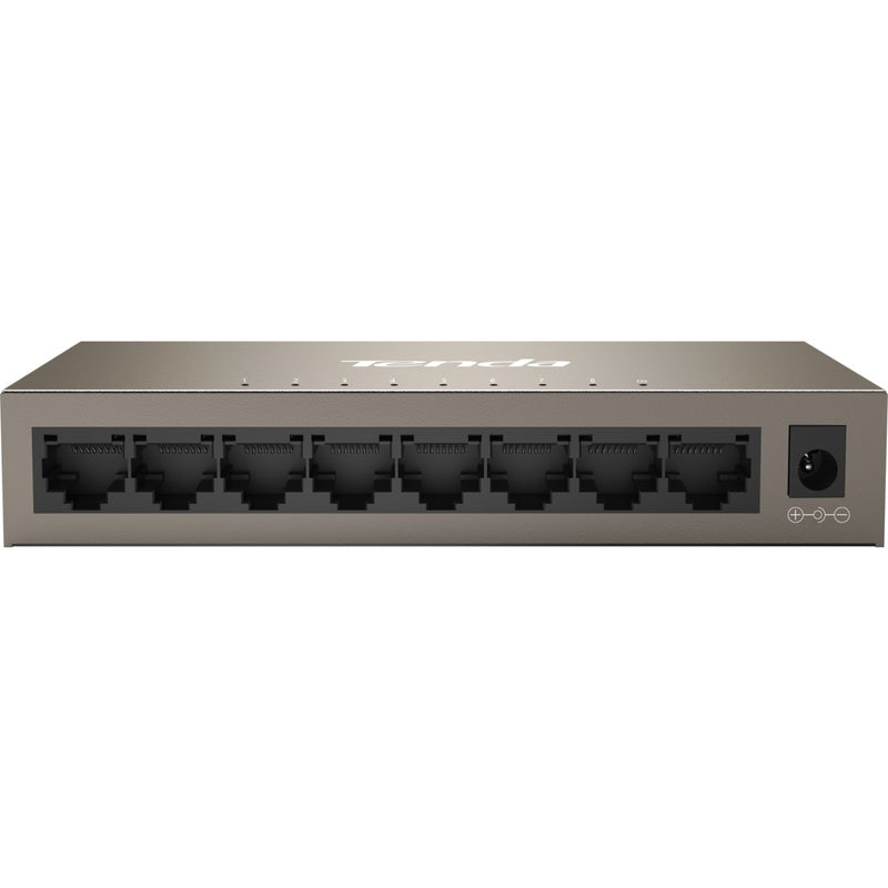 Front view of Tenda TEG1008M 8-port gigabit ethernet switch showing all network ports