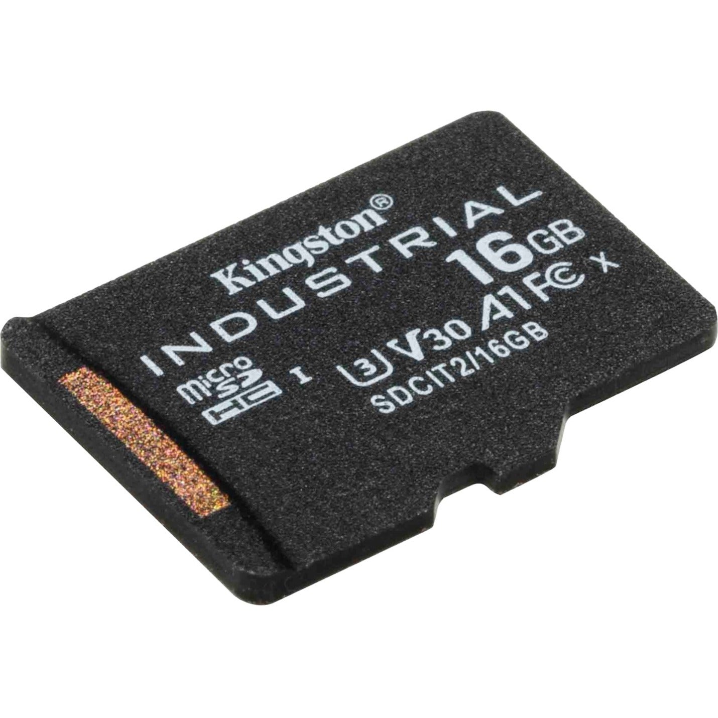 Kingston Industrial 16GB microSDHC Memory Card, 100 MB/s Transfer Speed, Class 10/UHS-I U3, V30 Video Class, RoHS REACH Certified - SDCIT2/16GBSP (3 Year Warranty)