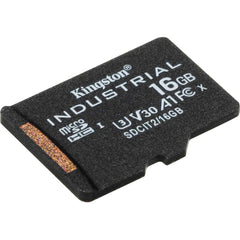 Kingston Industrial 16GB microSDHC Memory Card, 100 MB/s Transfer Speed, Class 10/UHS-I U3, V30 Video Class, RoHS REACH Certified - SDCIT2/16GBSP (3 Year Warranty)