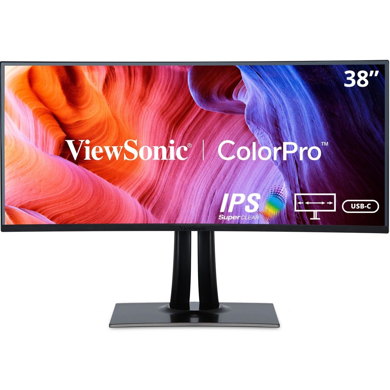 ViewSonic VP3881A شاشة منحنيه فائزة 38 إنش IPS WQHD+، ColorPro 100% sRGB Rec 709، رعاية العين، دعم HDR10، USB C، HDMI، USB، DisplayPort