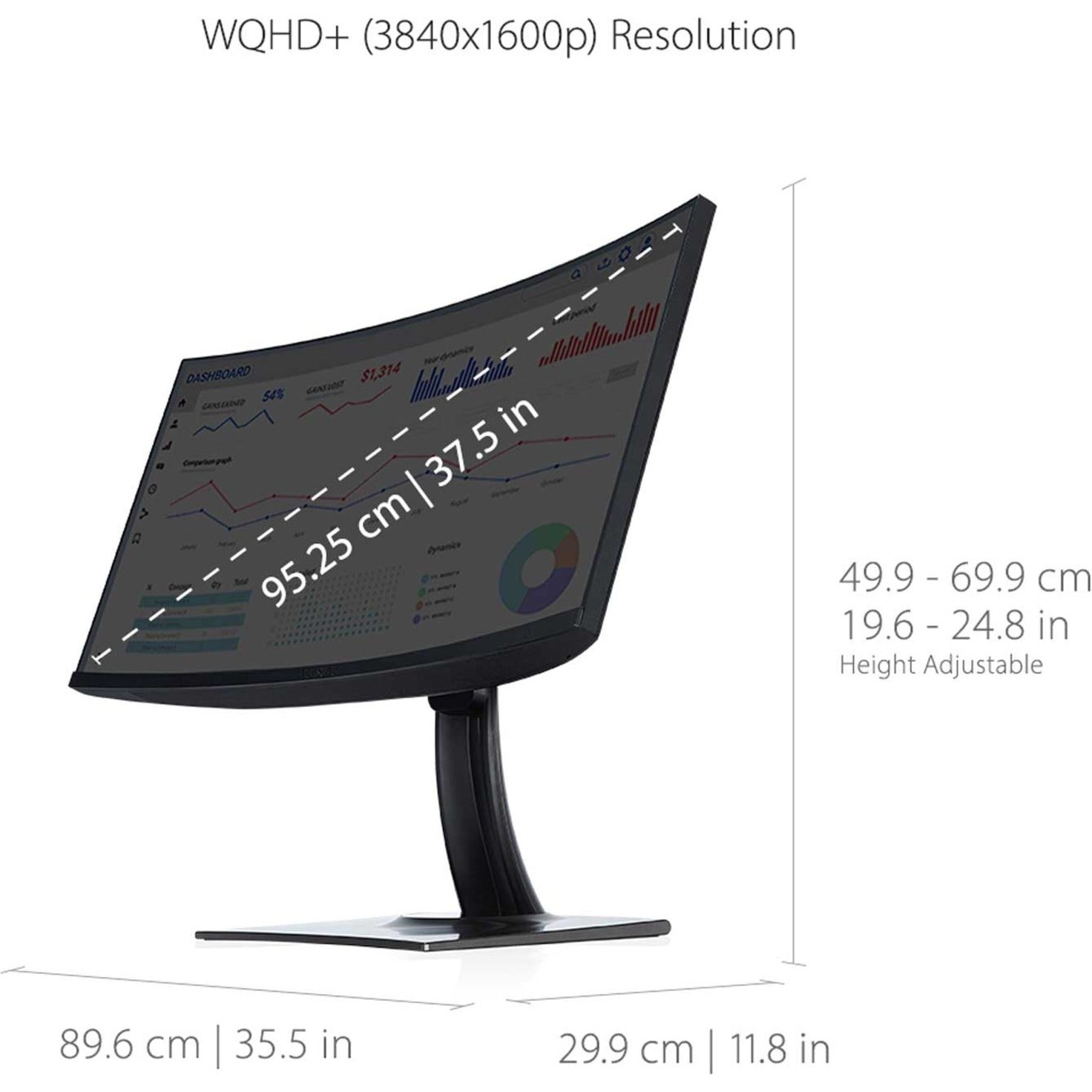 Monitor Ultrawide Curvado ViewSonic VP3881A de 38 Pulgadas IPS WQHD+ ColorPro 100% sRGB Rec 709 Cuidado Ocular Soporte HDR10 USB C HDMI USB DisplayPort