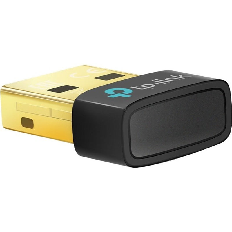 Side view of TP-Link UB500 Bluetooth adapter showing gold and black design