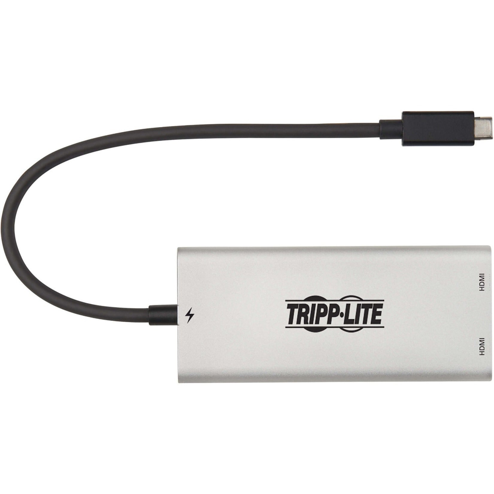 Tripp Lite MTB3-002-HD 이중 모니터 썬더볼트 3에서 HDMI 어댑터 (M/2xF) - 4K 60 Hz 4:4:4 실버 USB-C에서 HDMI 변환기