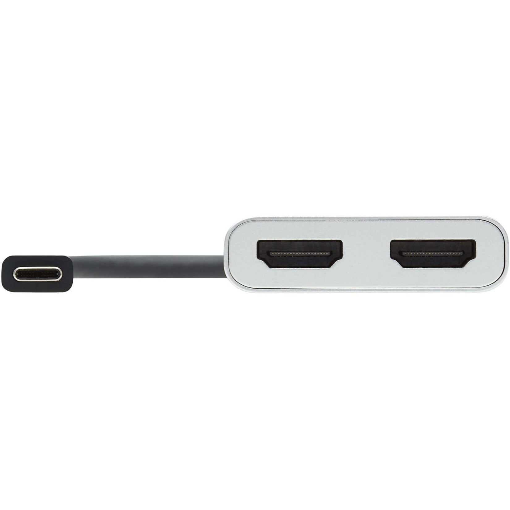 Tripp Lite MTB3-002-HD Dual-Monitor Thunderbolt 3 to HDMI Adapter (M/2xF) - 4K 60 Hz 4:4:4 Silver USB-C to HDMI Converter  Tripp Lite MTB3-002-HD Dubbele-Monitor Thunderbolt 3 naar HDMI-adapter (M/2xF) - 4K 60 Hz 4:4:4 Zilver USB-C naar HDMI-converter