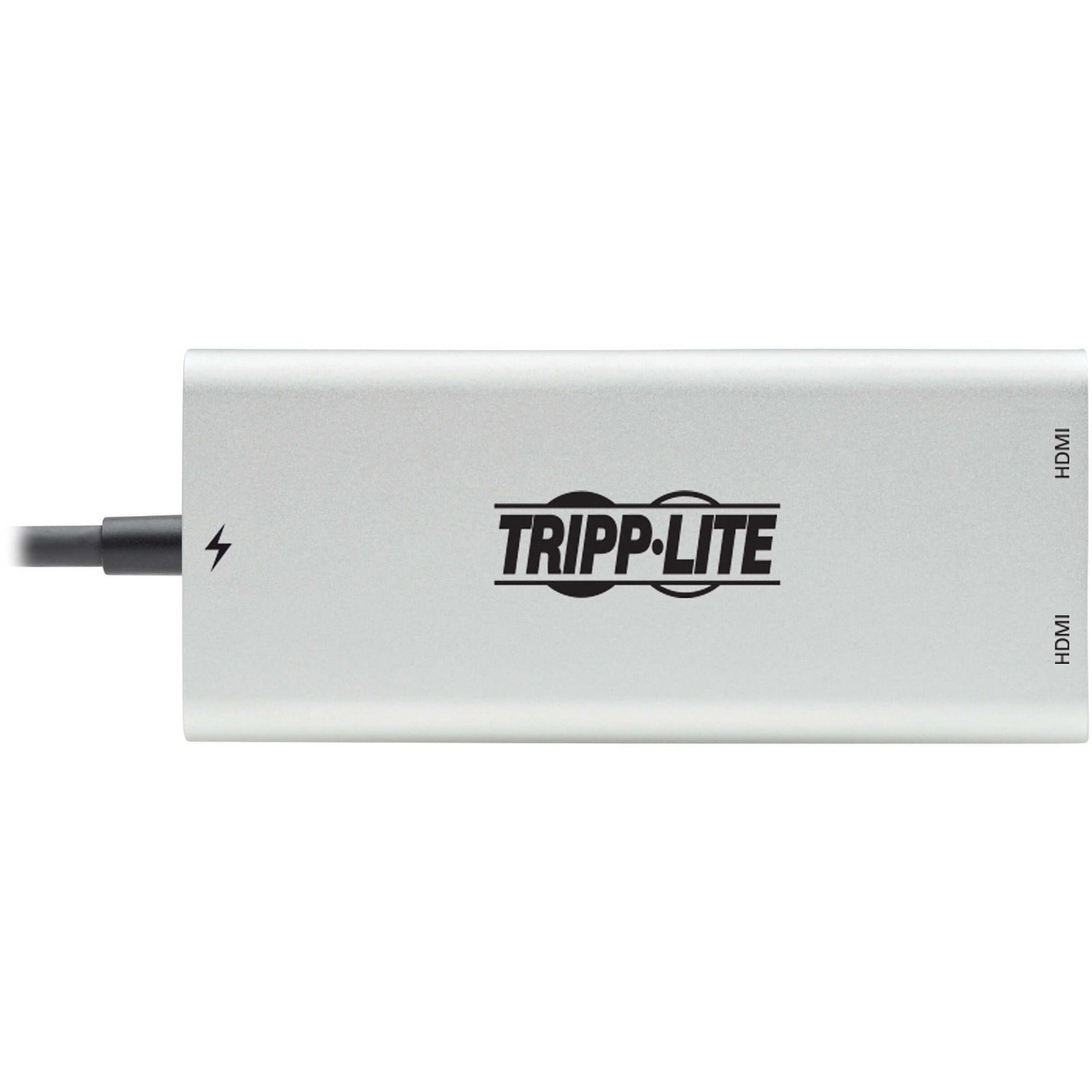 Tripp Lite MTB3-002-HD 双屏幕雷电3 到 HDMI 适配器 (M/2xF) - 4K 60 Hz 4:4:4 银色 USB-C 到 HDMI 转换器 Tripp Lite 展翅禄