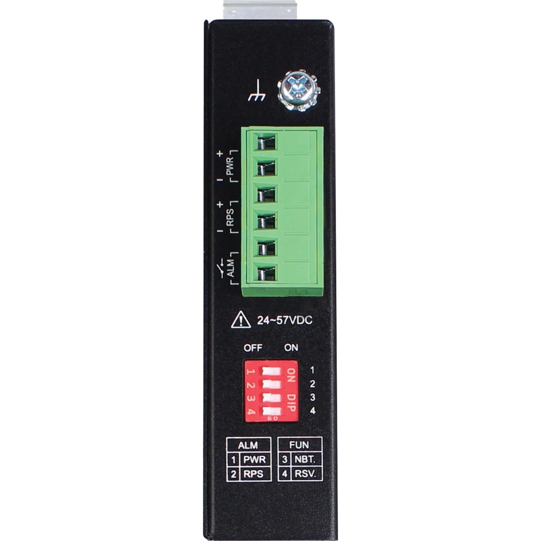 Detail view of NPOEI-90W-1G terminal block and DIP switch configuration panel-alternate-image4