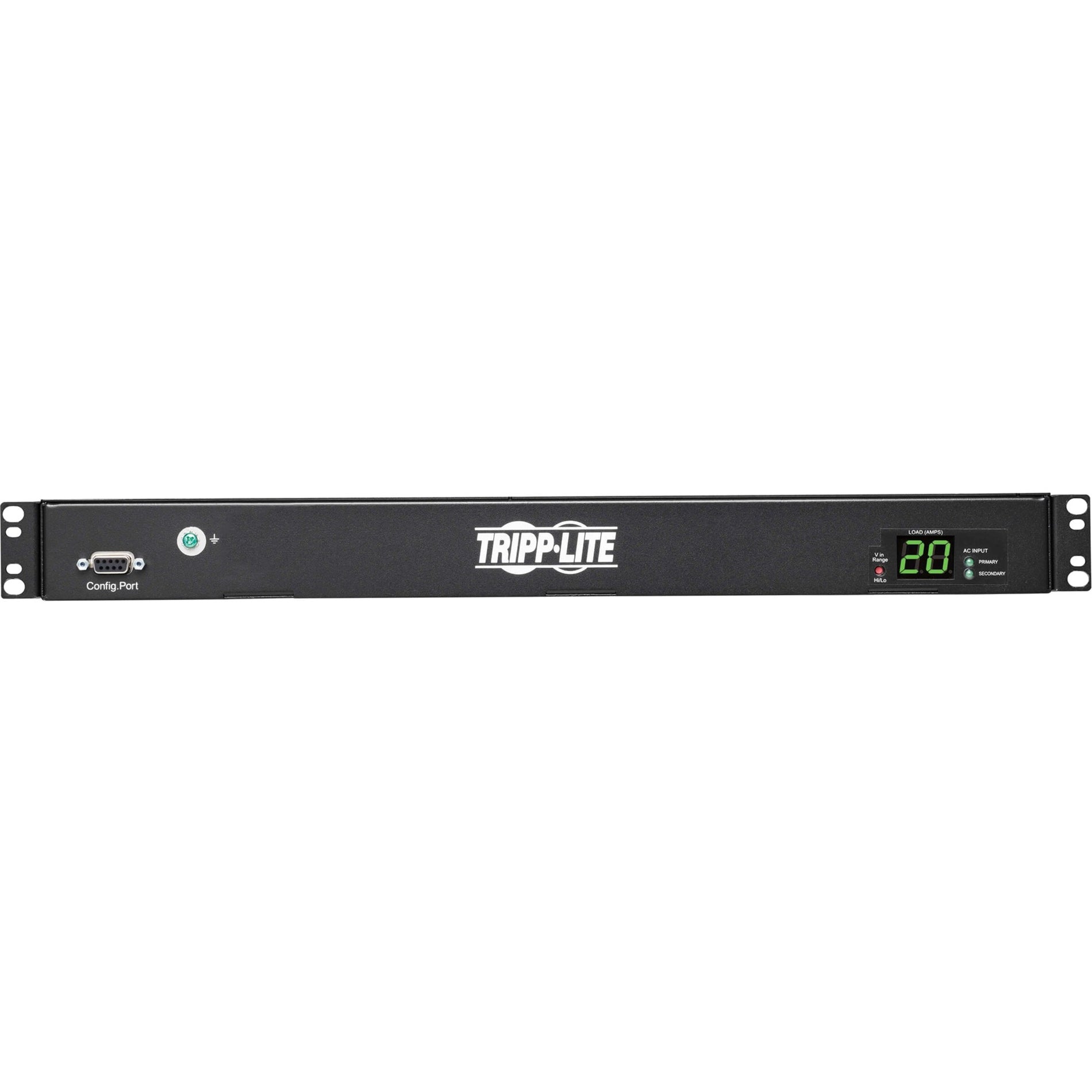 Side angle view of Tripp Lite PDUMH20HVATS PDU showing 1U rack mount design-alternate-image2