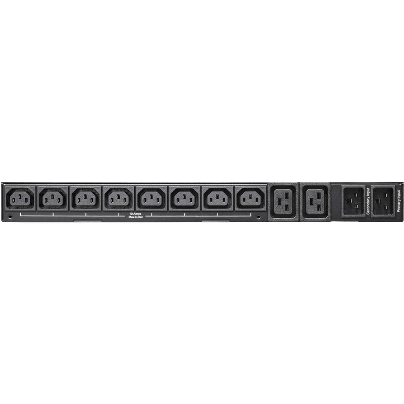 Close-up view of Tripp Lite PDUMH20HVATS PDU outlet configuration