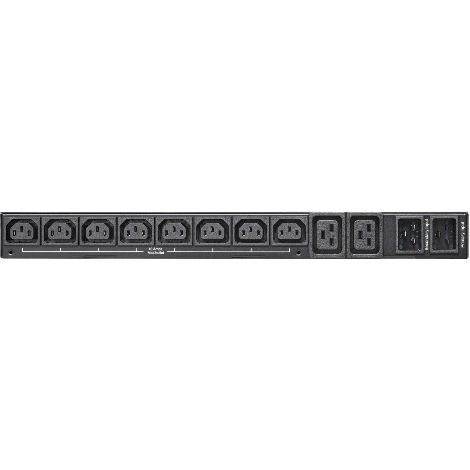 Rear view of Tripp Lite PDUMNH20HVAT1 PDU showing outlet configuration and power connections-alternate-image5