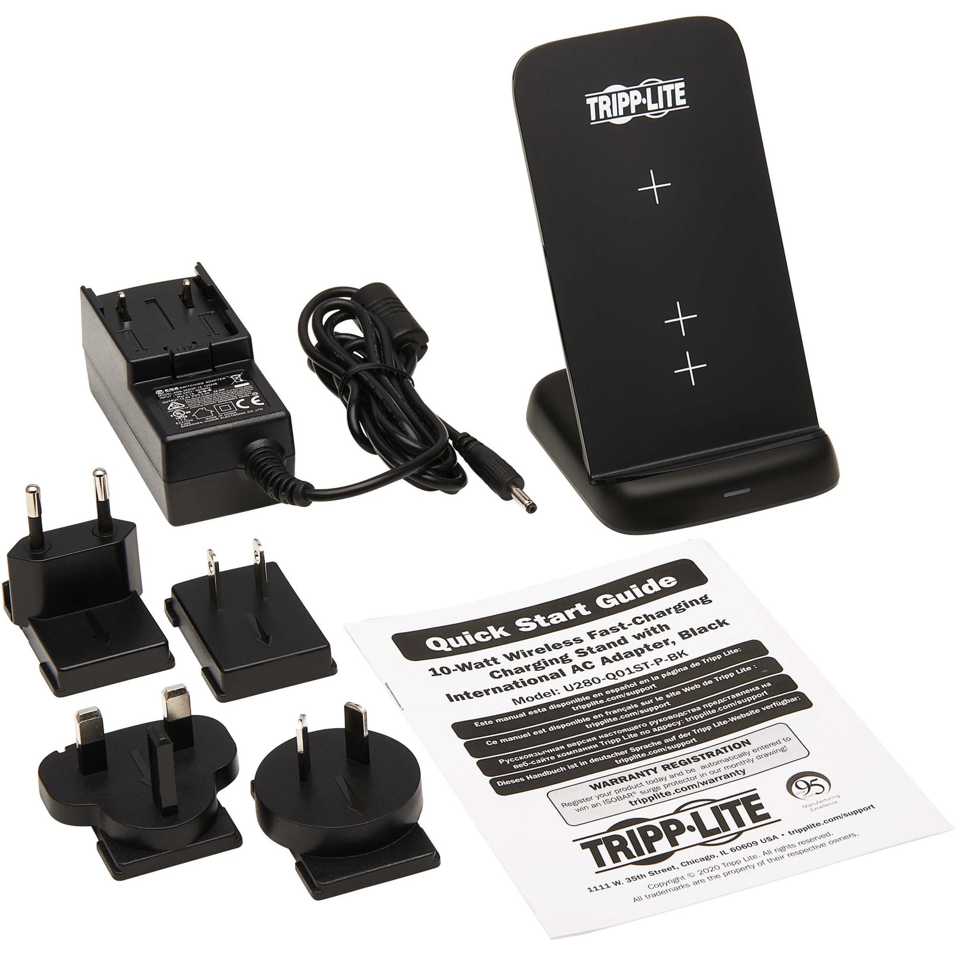 Tripp Lite U280-Q01ST-P-BK 10W Wireless Fast-Charging Stand, Black