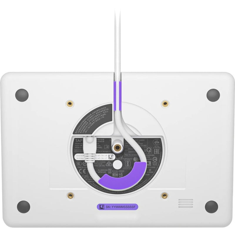 Internal view of Logitech Tap IP showing connectivity options and cable routing