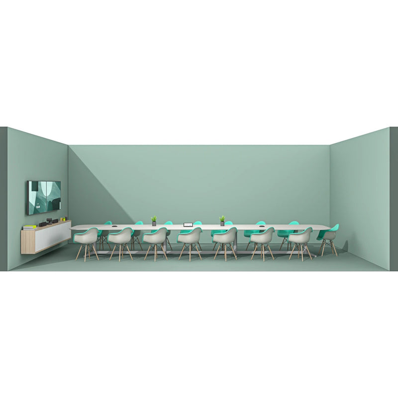 Alternative conference room layout featuring Logitech Tap IP in a modern setting