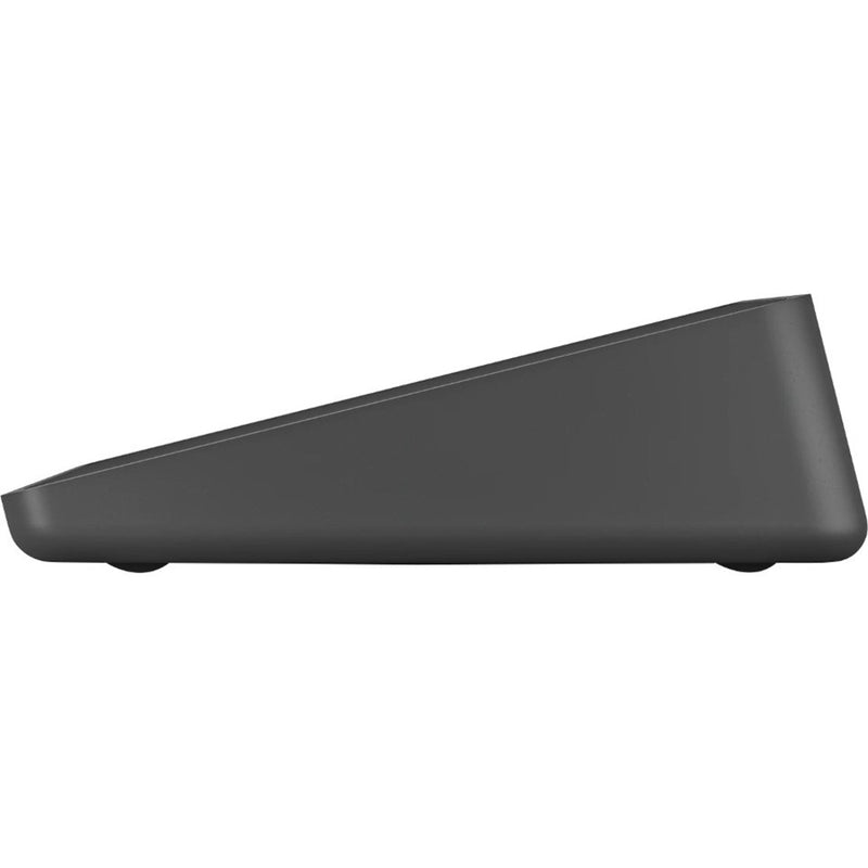 Side profile view of Logitech Tap IP showing ergonomic 14-degree angle design