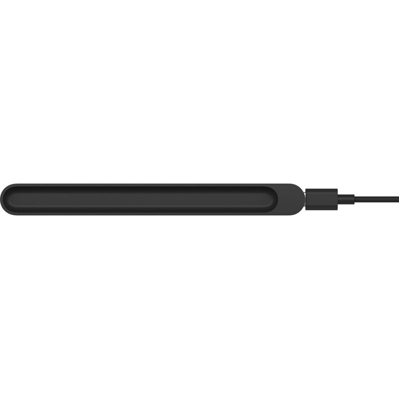 Microsoft Surface Slim Pen Charger in matte black with USB-A cable shown in horizontal orientation