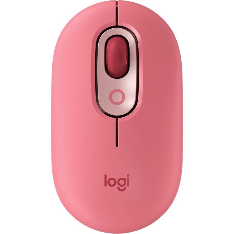 Top view of Logitech POP Mouse showing sleek profile and scroll wheel design