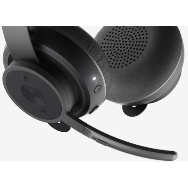 Close-up detail of Zone Wireless Headset microphone and speaker-alternate-image11