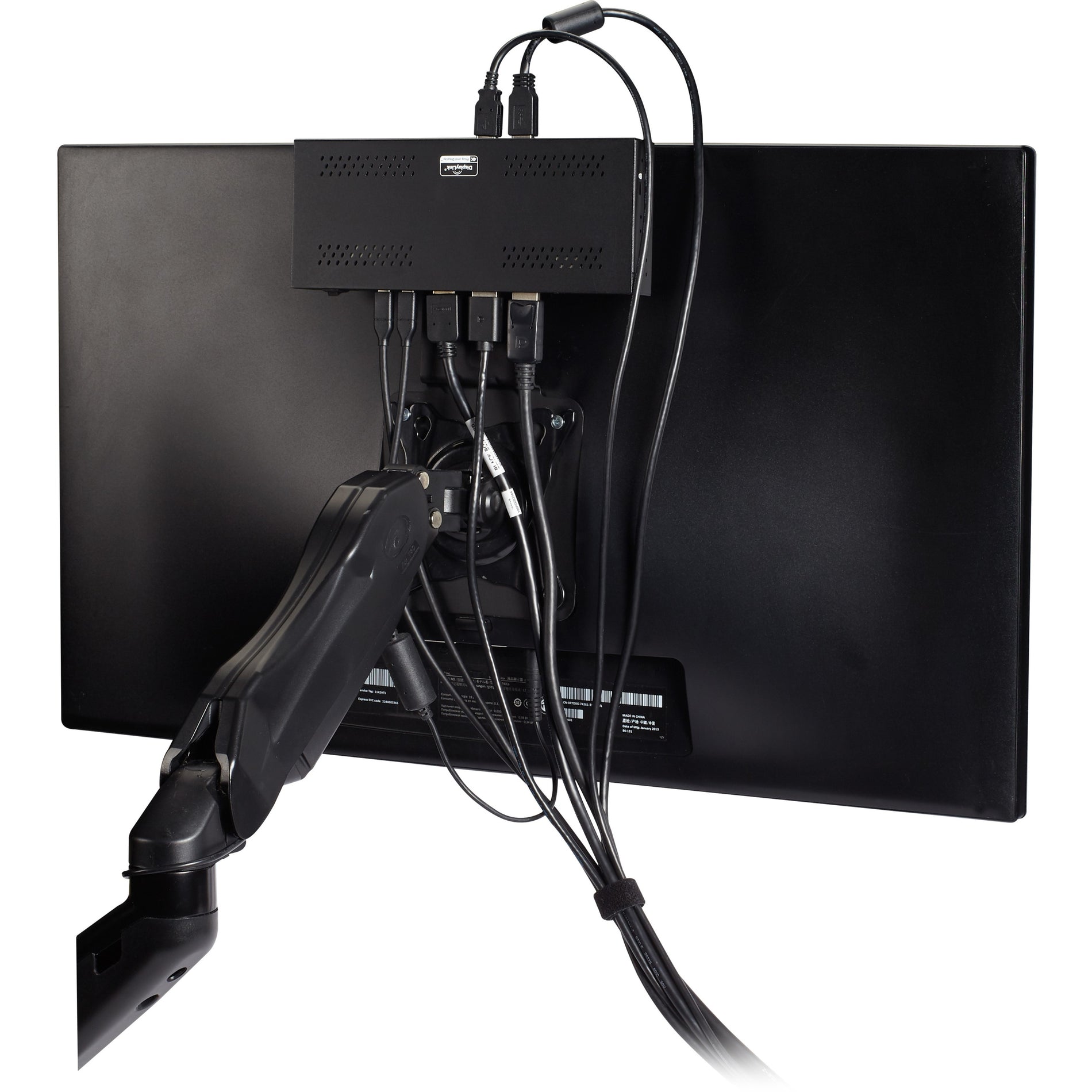 Black Box USB-C docking station mounted behind monitor with cable management-alternate-image5