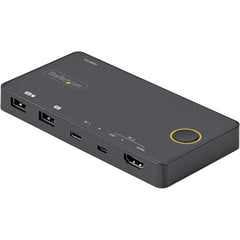 StarTech.com SV221HUC4K 2-Port KVM Switch, Hybrid USB-A + USB-C + HDMI, Supports 4K 60Hz HDMI 2.0 Monitor, Bus-Powered, OS Independent, Includes Cables (2 Year Warranty)