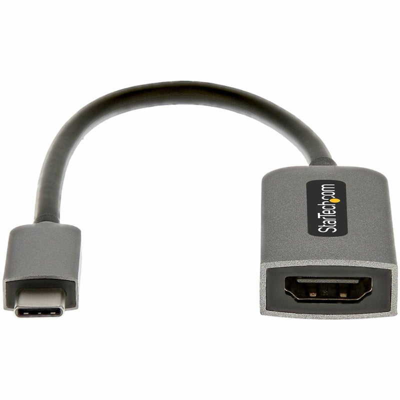 Close-up view of StarTech.com adapter's HDMI port and USB-C connector showing build quality