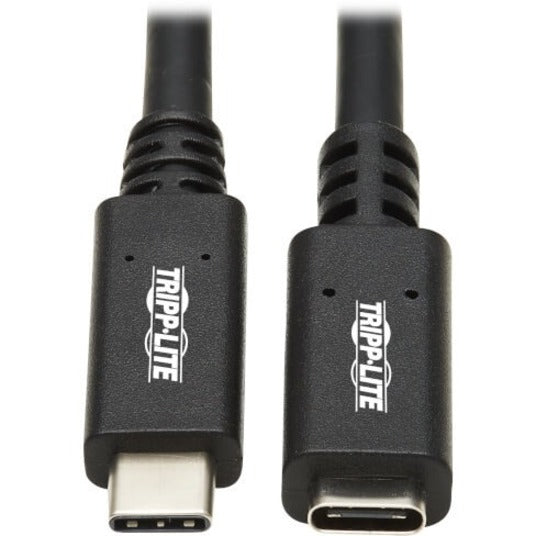 Close-up view of Tripp Lite USB-C extension cable connectors showing male and female ends with white branding-alternate-image1