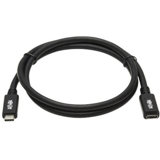 Full length view of coiled Tripp Lite USB-C extension cable showing both ends-alternate-image3