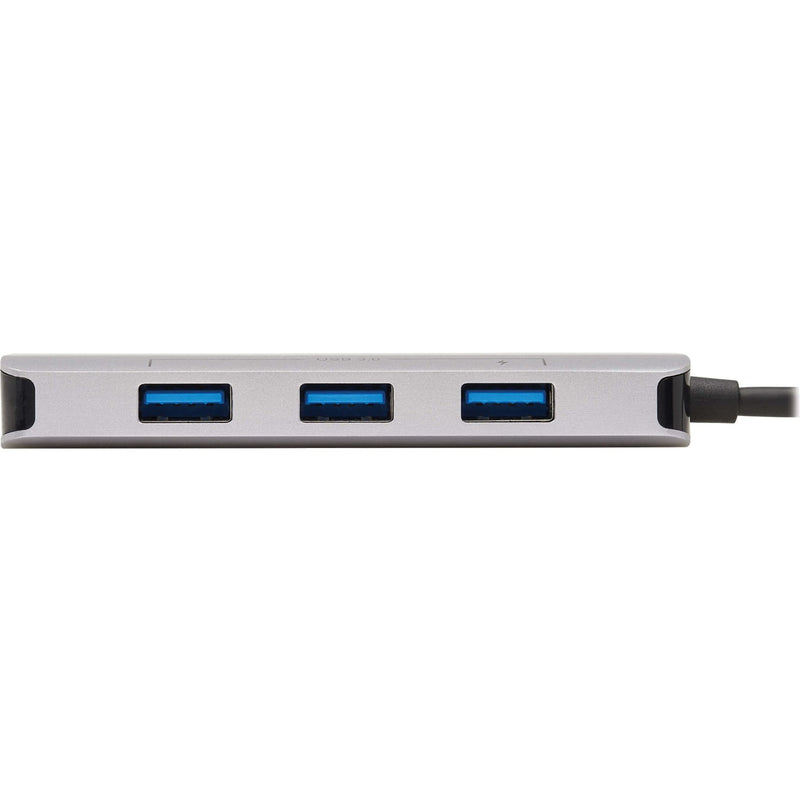 Linear arrangement of three USB 3.2 ports on Tripp Lite hub