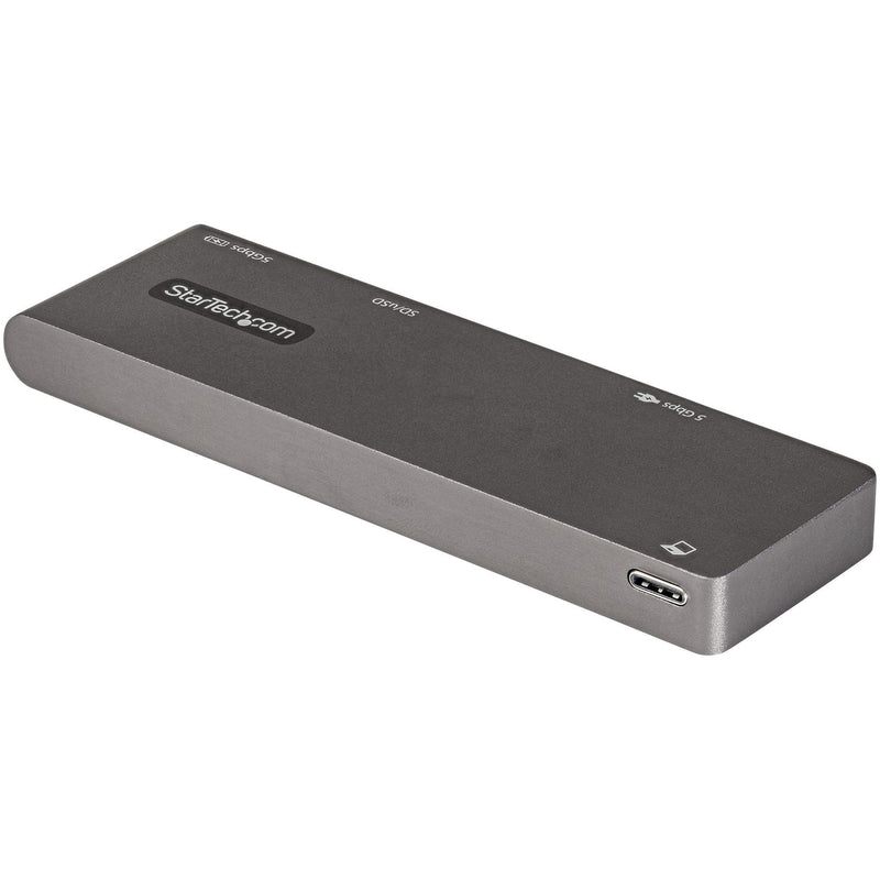 Top view of StarTech.com DKT30CMHSDPD docking station showing sleek space gray design with USB-C port